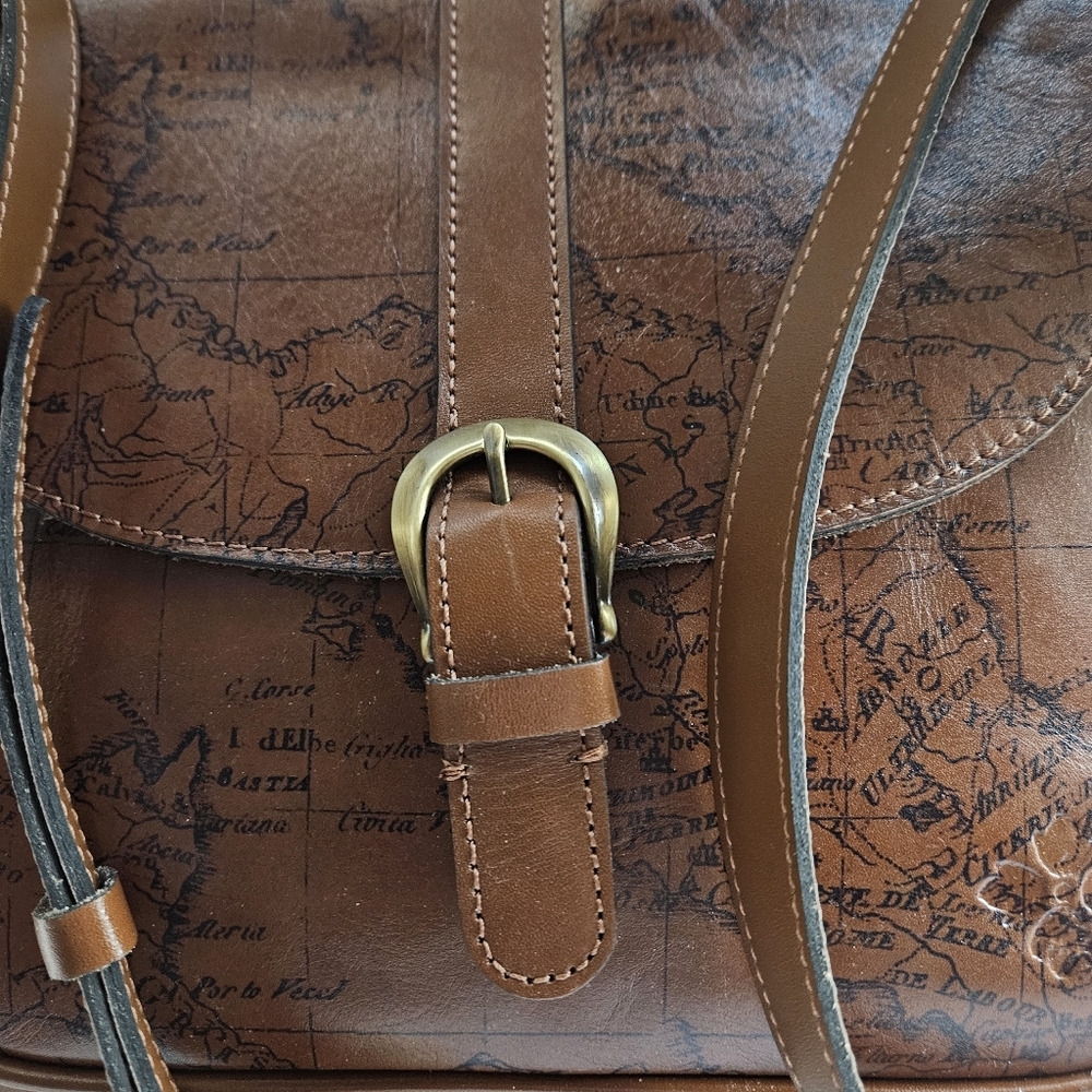 Patricia Nash Signature Map Leather Crossbody Rust NWT - Picture 3 of 9
